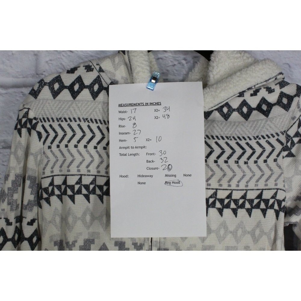 VICTORIA'S SECRET White Snowflakes Fleece Hooded Cozy Jumpsuit Size L - Picture 9 of 9